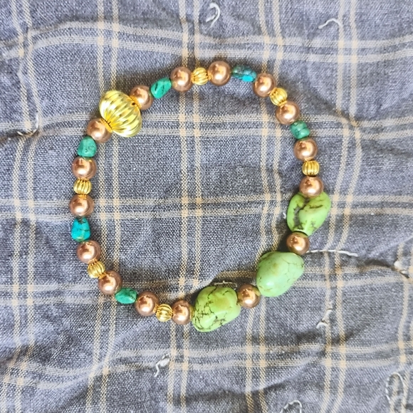 Handmade Jewelry - Two Tone Handmade Turquoise Bracelet